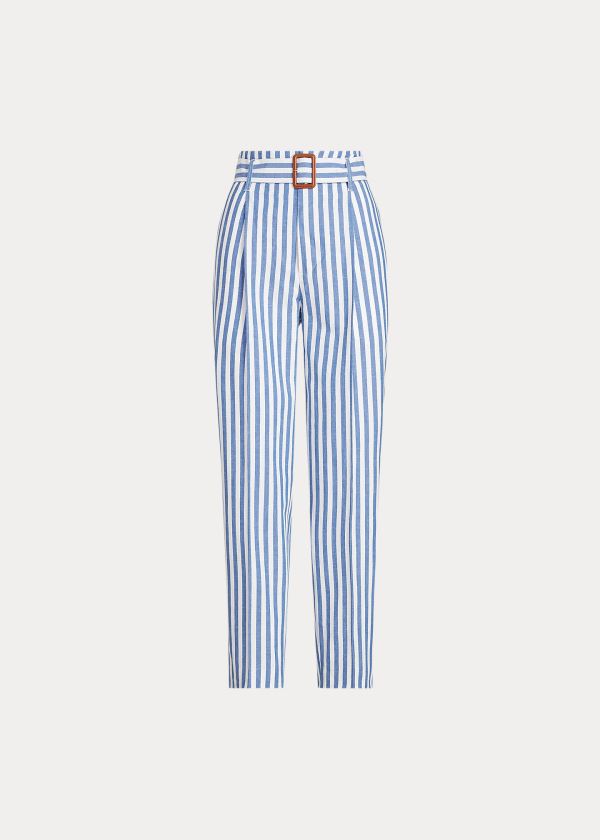 Pantalones Polo Ralph Lauren Mujer Azules / Blancos Rayas - Striped Straight-Leg - ORWUC9781